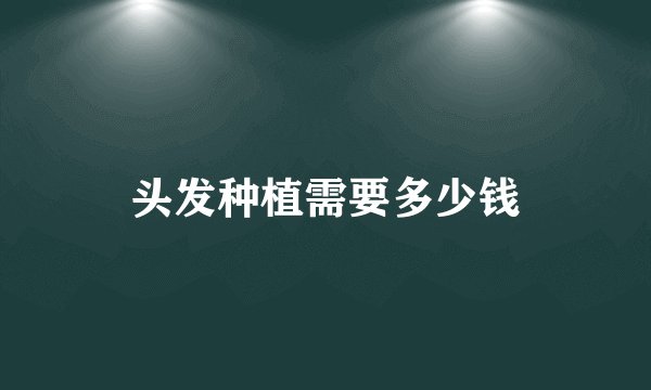 头发种植需要多少钱