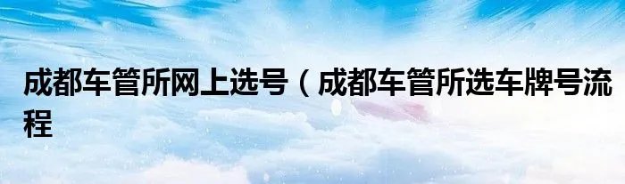成都车管所网上选号（成都车管所选车牌号流程