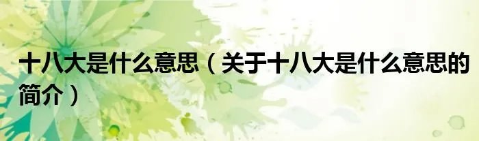 十八大是什么意思（关于十八大是什么意思的简介）