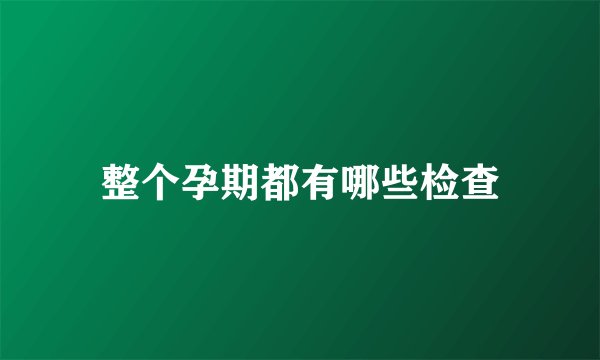 整个孕期都有哪些检查