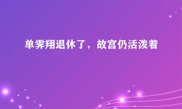 单霁翔退休了，故宫仍活泼着