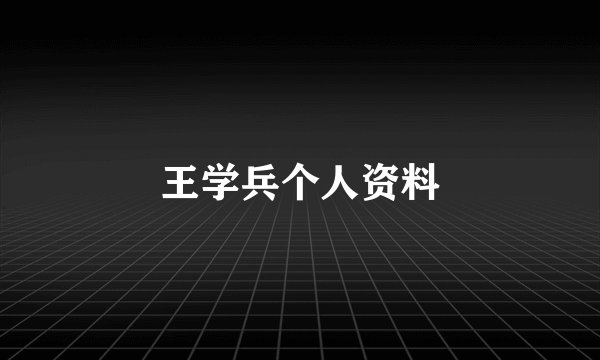 王学兵个人资料