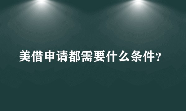 美借申请都需要什么条件？