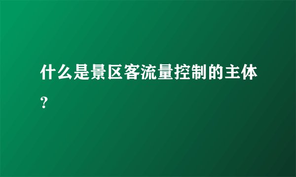 什么是景区客流量控制的主体？