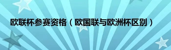 欧联杯参赛资格（欧国联与欧洲杯区别）