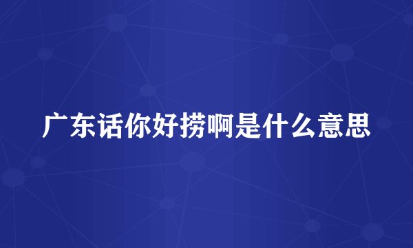 广东话你好捞啊是什么意思