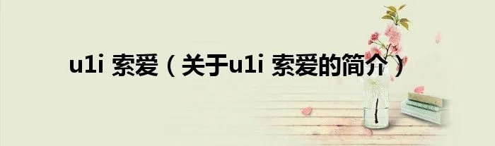 u1i 索爱（关于u1i 索爱的简介）
