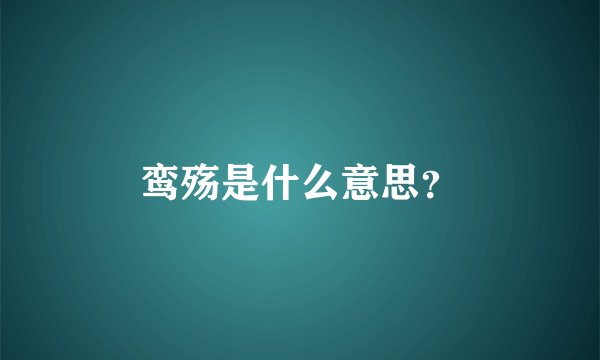 鸾殇是什么意思？