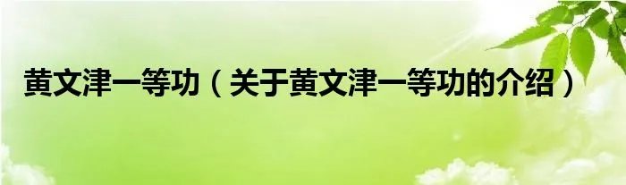 黄文津一等功（关于黄文津一等功的介绍）