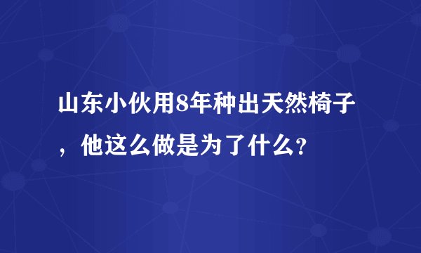 山东小伙用8年种出天然椅子,他这么做是为了什么?