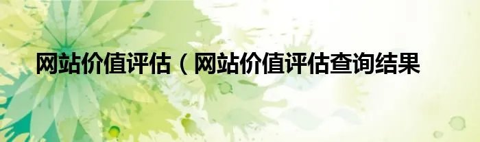 网站价值评估（网站价值评估查询结果