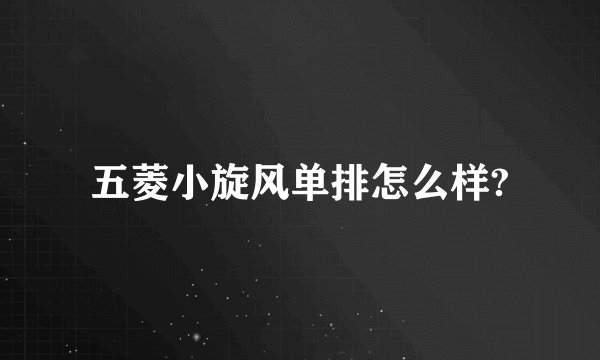 五菱小旋风单排怎么样?