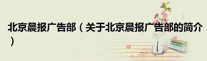 北京晨报广告部（关于北京晨报广告部的简介）