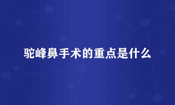 驼峰鼻手术的重点是什么