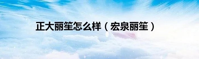 正大丽笙怎么样（宏泉丽笙）
