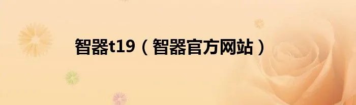 智器t19（智器官方网站）
