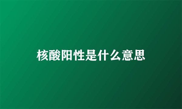 核酸阳性是什么意思