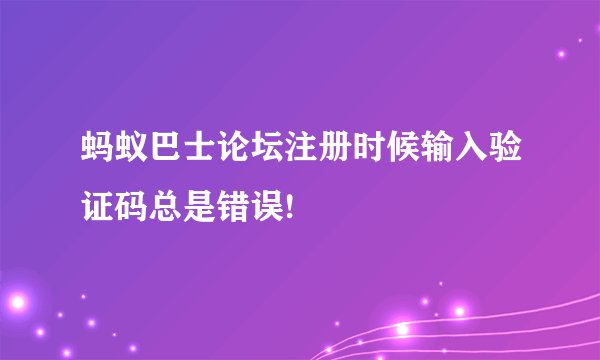 蚂蚁巴士论坛注册时候输入验证码总是错误!