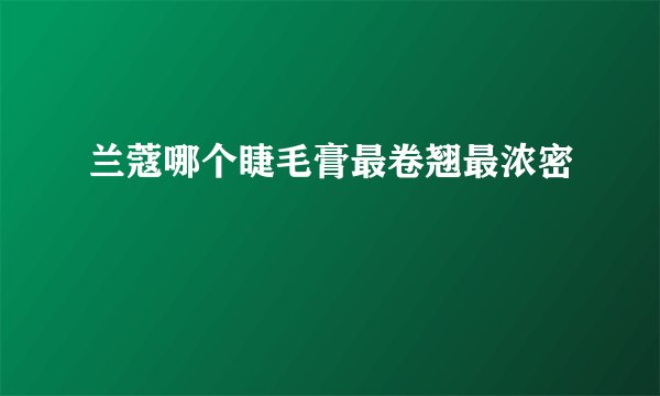 兰蔻哪个睫毛膏最卷翘最浓密