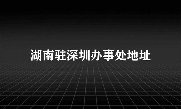 湖南驻深圳办事处地址