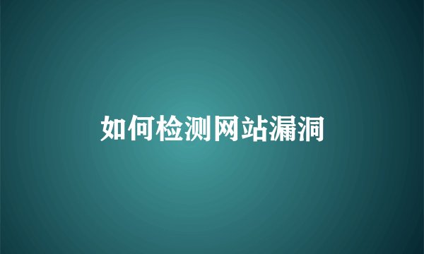 如何检测网站漏洞