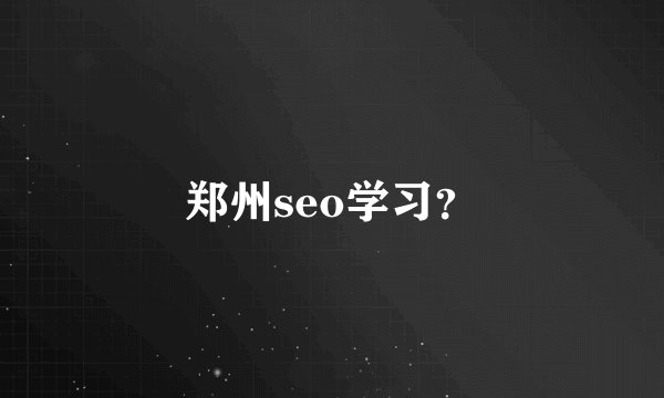 郑州seo学习？