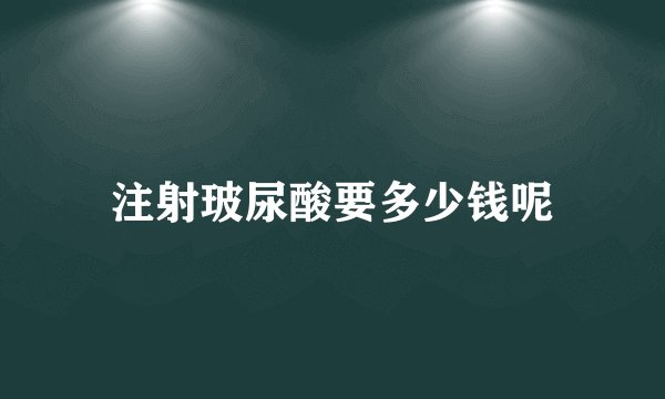 注射玻尿酸要多少钱呢