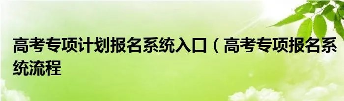 高考专项计划报名系统入口（高考专项报名系统流程