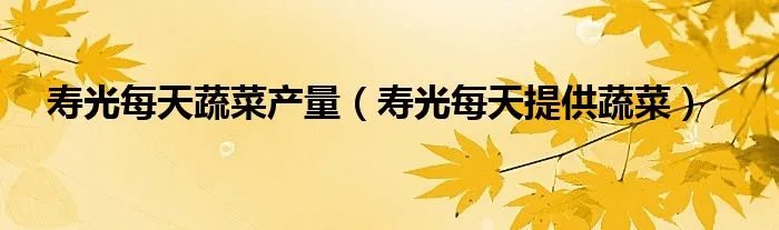 寿光每天蔬菜产量（寿光每天提供蔬菜）