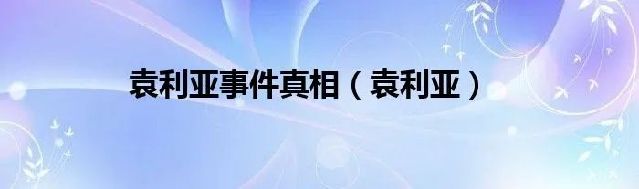 袁利亚事件真相（袁利亚）