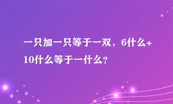 一只加一只等于一双，6什么+10什么等于一什么？