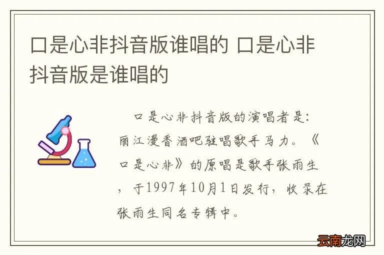 口是心非抖音版谁唱的 口是心非抖音版是谁唱的
