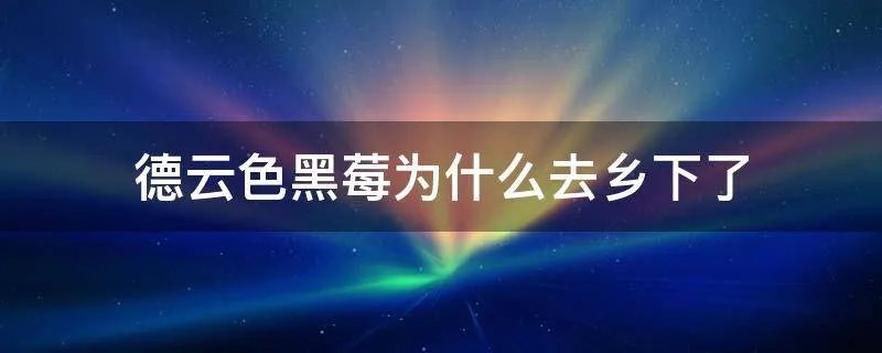 德云色黑莓为什么去乡下了