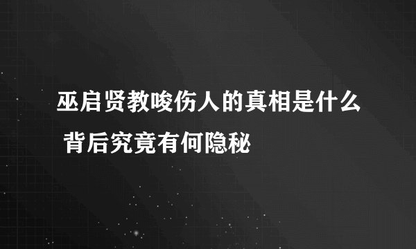 巫启贤教唆伤人的真相是什么 背后究竟有何隐秘