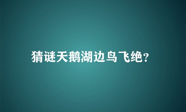 猜谜天鹅湖边鸟飞绝？