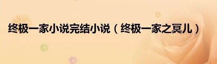终极一家小说完结小说（终极一家之冥儿）