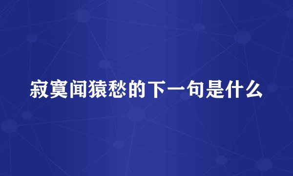 寂寞闻猿愁的下一句是什么