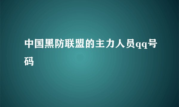 中国黑防联盟的主力人员qq号码