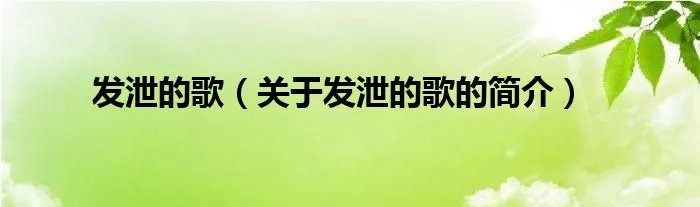 发泄的歌（关于发泄的歌的简介）