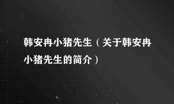 韩安冉小猪先生（关于韩安冉小猪先生的简介）