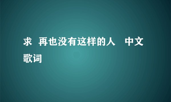 求  再也没有这样的人   中文歌词