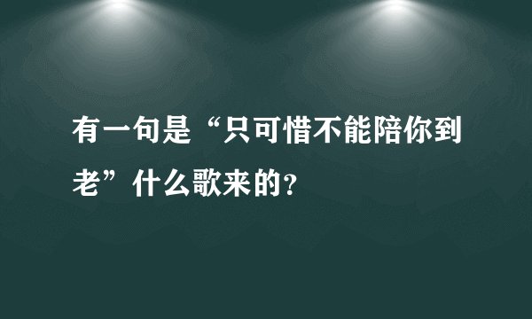 有一句是“只可惜不能陪你到老”什么歌来的?