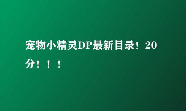 宠物小精灵DP最新目录！20分！！！