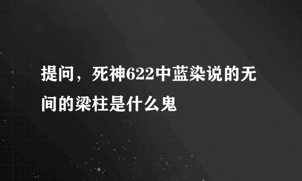 提问，死神622中蓝染说的无间的梁柱是什么鬼
