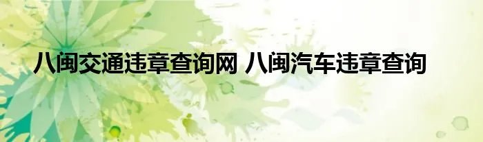八闽交通违章查询网 八闽汽车违章查询