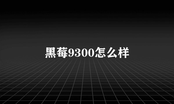 黑莓9300怎么样