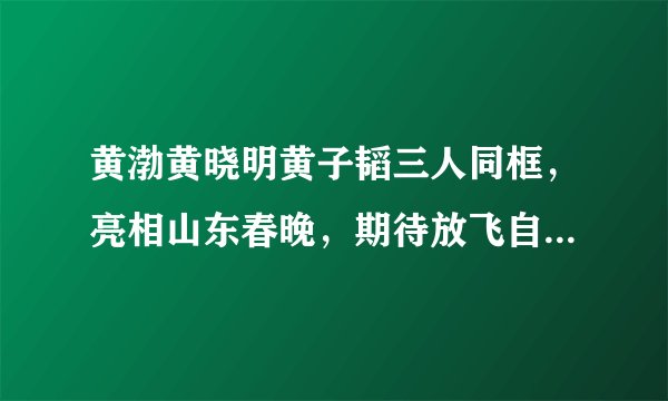 黄渤黄晓明黄子韬三人同框，亮相山东春晚，期待放飞自我- 飞外网