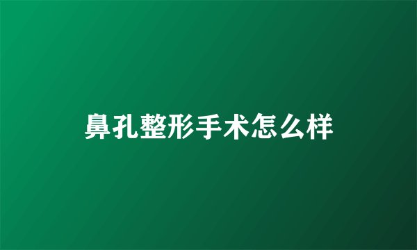 鼻孔整形手术怎么样