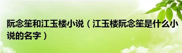阮念笙和江玉楼小说（江玉楼阮念笙是什么小说的名字）