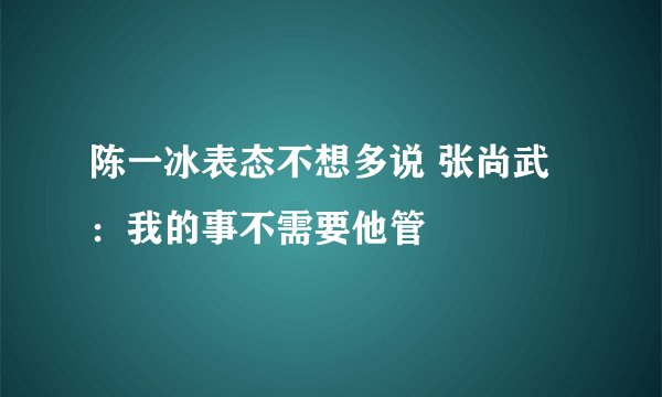 陈一冰表态不想多说 张尚武：我的事不需要他管